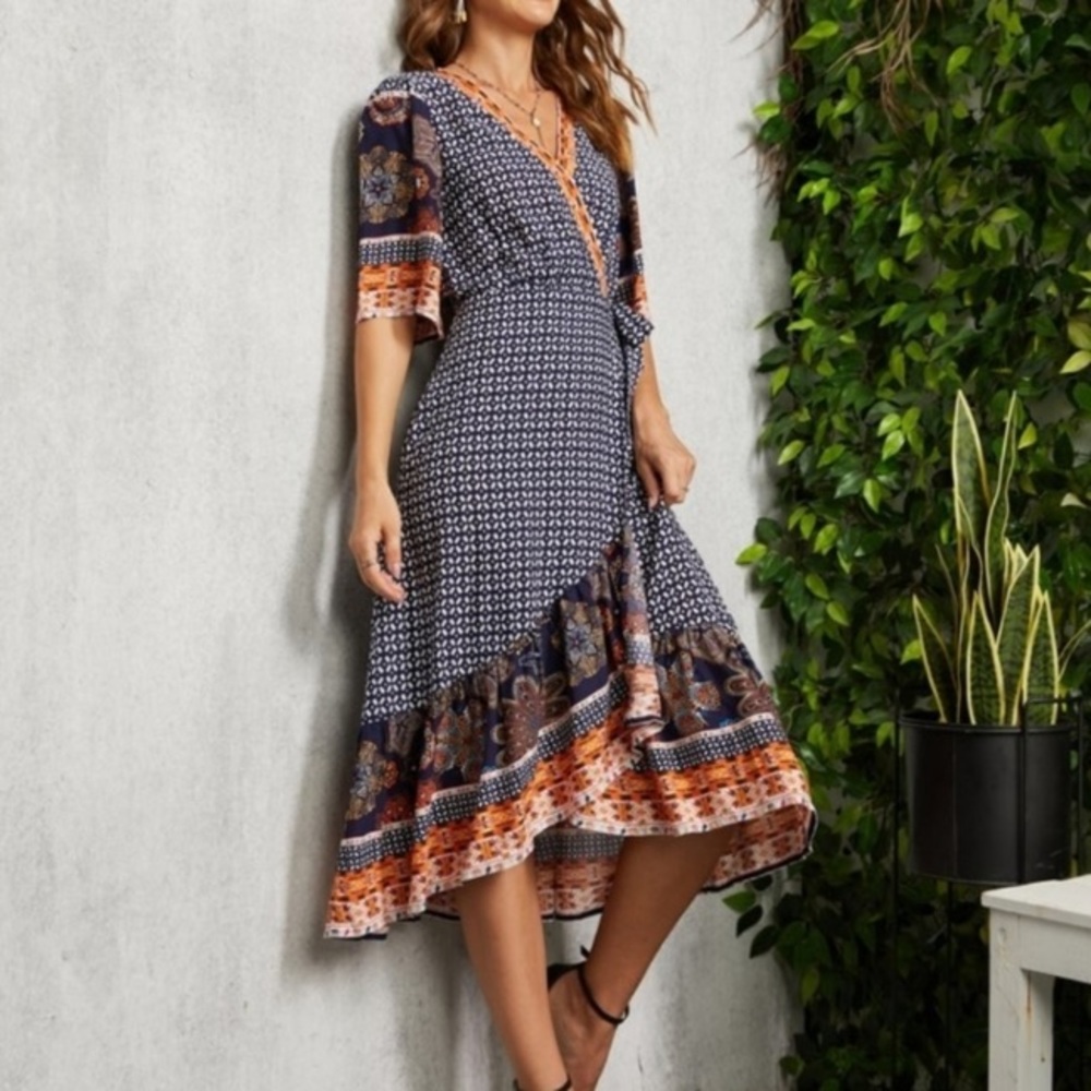 Suzanne Betro Hi-Low wrap dress - Picture 2 of 16